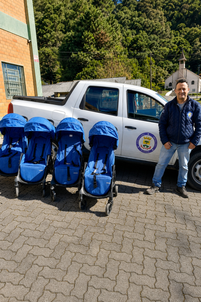 Sobre a Casa do Viajante: carrinhos de bebê doados à Prefeitura de Gramado em ação de responsabilidade social